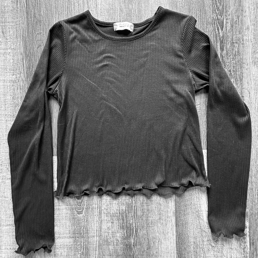 Altar’d State Long Sleeve Ribbed Black Shirt Medium
